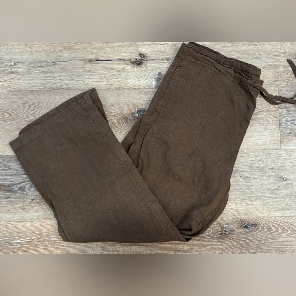 🌿 Brown Linen Boho Pants – Size Medium/ Large